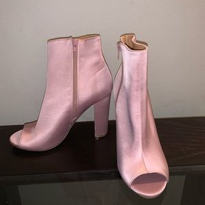 Pink open toed booties